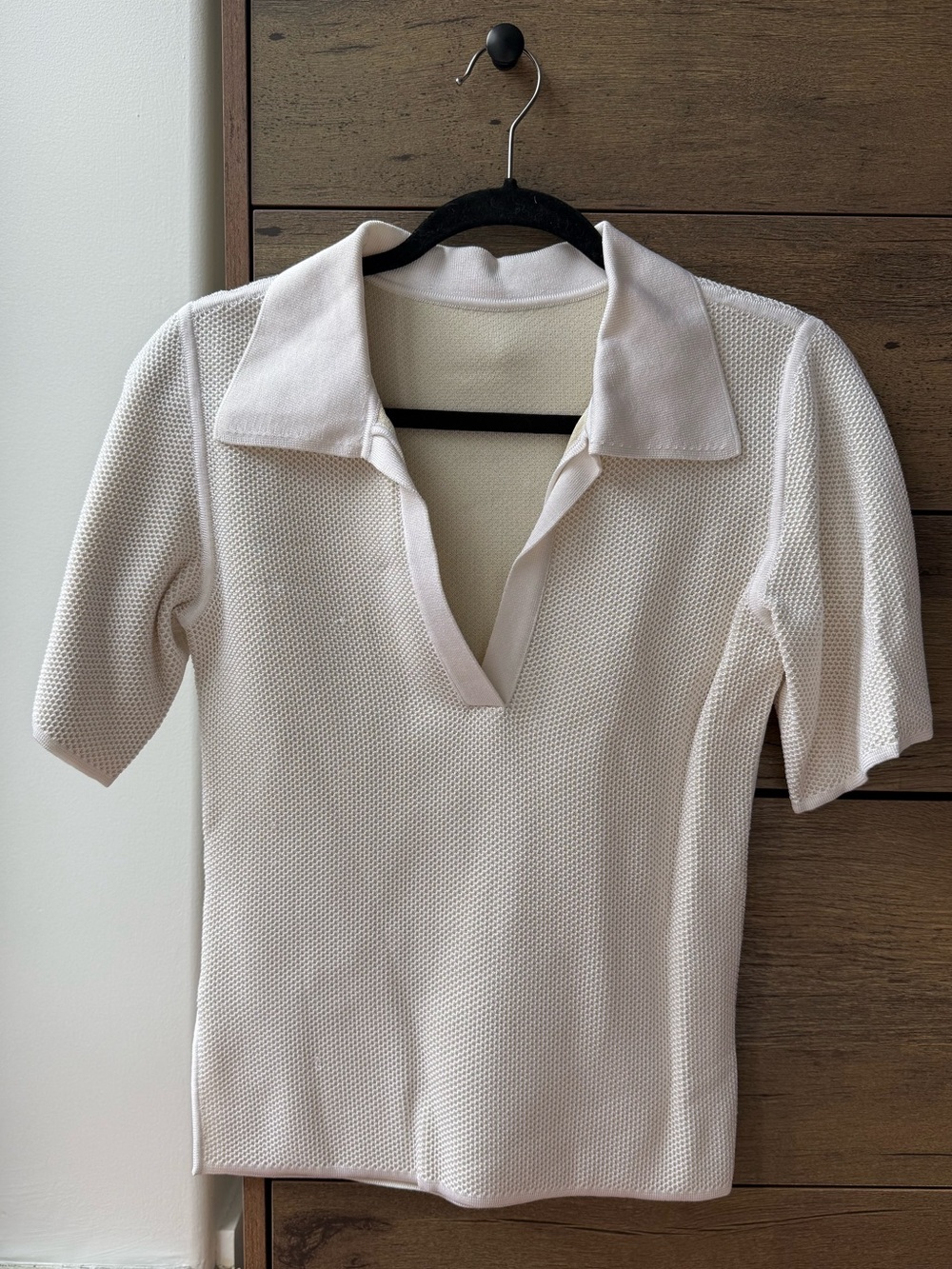 PEPA POMBO Polo Knit Collared Shirt in White